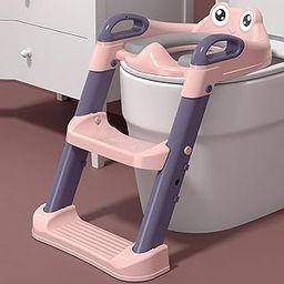 Safe-O-Kid® Adjustable Potty Training Seat Ladder with 1- Year Warranty Non-Slip, Foldable & Safe for Kids - Pink-11