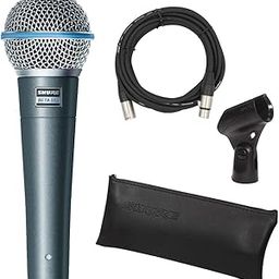 Shure BETA 58A Vocal Microphone - Single Element Supercardioid Dynamic Mic for Stage and Studio, Includes XLR Cable, A25D Adjustable Stand Adapter, 5/8” to 3/8” (Euro) Thread Adapter and Storage Bag-picture-21