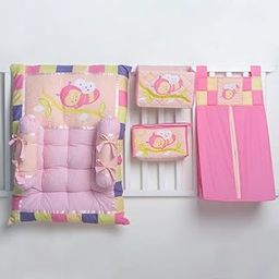 Blooming Buds Pink_HoneyBee - Newborn Mattress Set (1 Mattress - 60cm X 88cm and 2 Bolsters - 30cm X 35 cm, Diaper Stacker, Cot Organizer, Toiletry Kit) Suitable for Newborn to 6 Months-image-48