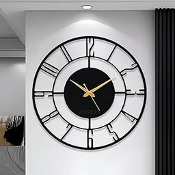 vissera Designer Metal Wall Clock for Living Room | Latest Antique Stylish Fancy Decorative Big Size Wall Watch for Bedroom, Office, Kitchen, Dining, Hall and Décor (Style 1, 40 cm)-image-29