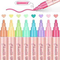 URBAN BOX Liquid Chalk Markers for Chalkboard Pastel Colors Wet Erase Pens with 6mm Reversible Tip for Blackboard, Whiteboard, Windows, Glass, Mirror, Signs, Bistro-10