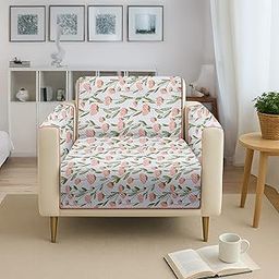 Amazon Basics – Printed Quilted Reversible Sofa Topper | 1 Seater | Dual-Tone Design | 175cm x 60cm | 325 GSM | Color - Green-Pink-image-44