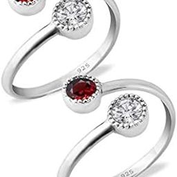 Sterling Silver Toe Rings | Toe Rings For Women Silver | Toe Rings Silver Pure | 925 Sterling Silver Toe Ring | Toe Rings For Women Silver Pure | Bichiya For Women Stylish | Bichiya Set For Women Chandi | Round | 4 White CZ Stone & Garnet Stone (4 MM) | 3.14 Grams-image-72