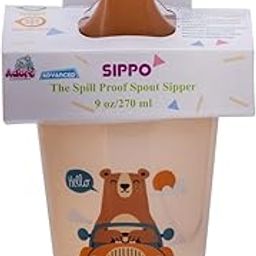 Adore SIPPO- Lift N Sip Sipper-Leak Proof, Drip Proof Cup Training Drinking Cup (Brown)-image-29
