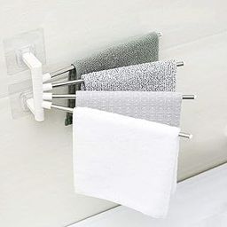 Self Adhesive Stainless Steel 4 Bar Towel Rack for Bathroom |Towel Holder for Kitchen |Towel Hanger Stand for Wash Basin (Medium Size,Multicolor) Pack of 1-image-79