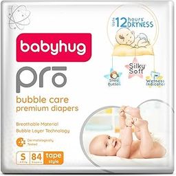 babyhug Unisex Pro Bubble Care Premium Tape Style Diaper Small(S) Size-84 Pieces-28