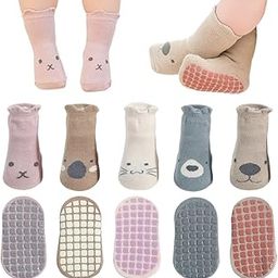 � 5 Pairs Baby Socks Set 0-3 Years, Antislip Socks for New Born Baby, Non Slip Grip Ankle Socks with Non Skid Soles Infants Socks for Toddler Baby Girls Boys 0-36 Months Baby Shower Gifts-image-62