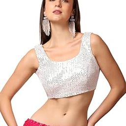 Women's Silver Embroidered Redymade Saree Blouse | Ready to Wear Blouse with Hook and Eye Closure-5