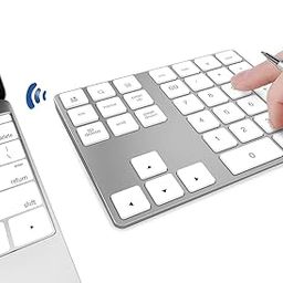 Bluetooth Number Pad, Wireless Numeric Keypad, USB-C Rechargeable External 34-Keys Numpad, Financial Data Entry Keyboard for iMac, MacBook Air/Pro, PC Desktop, Laptop Notebook(Silver)-62