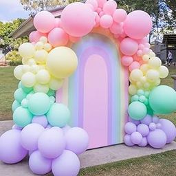 Flyloons Purple Green Yellow Pink Pastel Balloons Pack of 50 for birthday decoration items also suitable Baby Shower, Anniversary, Wedding, Celebration, Party-image-2