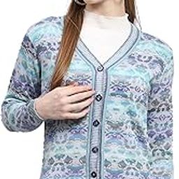 Womens Wool Blend Self Design V Neck Full Sleeve Cardigan (1243662VN)-picture-11
