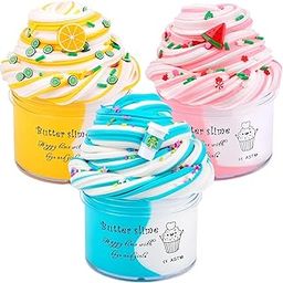 Butter Slime Set 3 Pack with Watermelon, Latte and Lemon Charms - Cute Preppy Accessories - Cute Stress Relief Toy & Gift Idea for Girls & Boys - Scented Aesthetic Toys-image-57