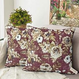 BLUE GRASS HD Digital Floral Print Velvet Embossed Cushion Cover - Set of 2|| Design: Pheonix || Colour: Maroon || Size: 24x24 Inches.-image-43