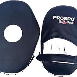 Prospo Straight Focus Pads (40 mm Padding)/Punching Mitts for Boxing/MMA/Muay Thai/Kickboxing/Karate/TAEKWANDO (Black-White)-image-11