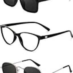 Unisex combo offer pack of 5 shades Unisex Fashion Sunglasses Set, 5 Pairs, Metal Frame, Black and Silver - Combo5-5776-image-22