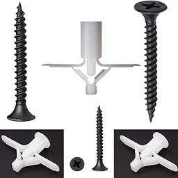 Hi-Plasst 25 Pcs Butterfly Toggle Anchor Plugs + 25 Pcs 50mm (Size 8) 2" Black Screws | Heavy-Duty Drywall Anchors for Hollow Walls, Ceiling & Plasterboard | Secure Fixing for Shelves, TV Mounts, Rods-19