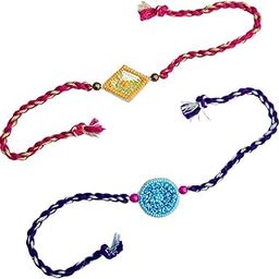 Handcrafted Beaded Rakhi Combo – Set of 2 (Yellow & Blue)-4