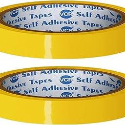 VCR Yellow Color Tape - 50 Meters in Length - 12mm / 0.5" Width - 02 Rolls Per Pack - BOPP Self Adhesive Tape for Arts and Craft use, Box Packing, Office and Home use-image-87