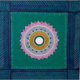Padmbindu,Decorative Wall Art, Floral Mandala Design on Green Canvas, 30cmx 30 cm-image-28