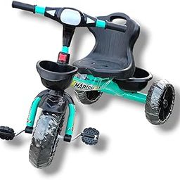Harish Kids Tricycle with Comfortable Seat, Storage Baskets, Black and Turquoise-image-56