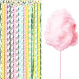 Cotton Candy Cones Penta Angel 50Pcs 13.8” Random Color Cotton Candy Holder Stick Paper Straw Cones for Birthday Wedding Party Candy Making (Random Color, 50)-image-49