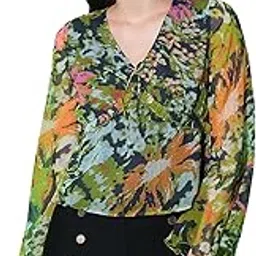 globus Women Polyester Regular Fit V-Neck Bell Sleeves Allover Print Top-picture-29