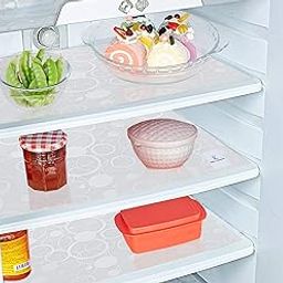Kuber Industries Multipurpose Refrigerator Drawer Mat|Circle Design & Water Proof PVC Material|Size-48 cm x 33 cm, Pack of 4 (White),Polyvinyl Chloride-31