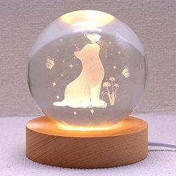 Hamsa 3D Crystal Ball with LED Wooden Base-Solar System Night Light, 3D Crystal Ball, Galaxy Lamp Ball,Light Lamp with USB Powered (Cat 2)-image-126
