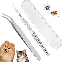 2Pcs Ticks and Fleas Remover for Dogs, Stainless Steel Tick Removal Tool Set with Storage Box, Safe and Effective Pet Grooming Tools for Cats and Dogs-image-105