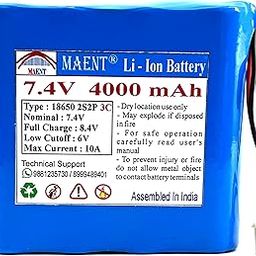 MAENT® 7.4V 18650 Lithium ion Rechargeable Battery 2S2P 2 Wire 5264 POS 8.4V for Electronics Toys Lighting Equipment POS Swipe Machine - 3C Rated (3 Pin POS Connector, 4000 mah)-picture-31