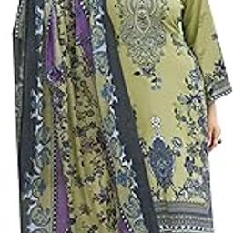 Women's Unstitched Pakistani Print Embroidered Pure Rayon Salwar Suit Dress Materials with Cotton Printed Dupatta-image-68