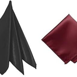 Satin Pocket Square for Men, Wedding Handkerchief for Suits, Blazers & Tuxedo, Men's Pocket Square Combo (Pack of 2) (Black & Maroon)-picture-26