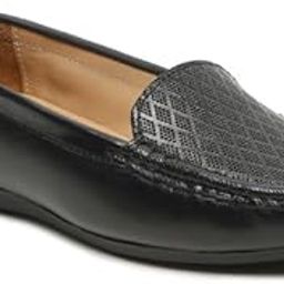 Women Black Printed Leather Slip-on Loafers | Round Toe Slip-on Closure,TPR Outsole | Premium Office & Occasion Wear | Loafer for Women | T_SH_JK_BTW8_P-image-76
