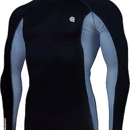 Men�s Slim Fit Polyester Full Sleeve T Shirt - Compression Tight Top Base Layer for Gym, Cycling, Running (XX-Large, Grey-Black)-picture-49