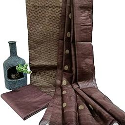 HAIDER ALI Suit Set for Women with Dupatta | Handloom Semi Tussar Silk Printed Unstitched Salwar Suit Dress-picture-11