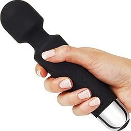 HKD Sales Cordless Rechargeable Handheld Personal Body Massager with Vibration 8 Speeds, 20 Modes (Black)-image-84