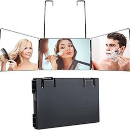 JUKKRE 360 Degree Mirror, Self Haircut Mirror 3 Way Mirror 360 Salon Barber Mirror for Makeup Shaving DIY Haircut Travel Braiding, Black-17