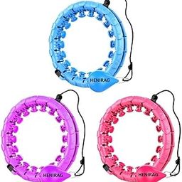 Smart Weighted Hula Ring Hoops, Hula Circle 24 Detachable Fitness Ring with 360 Degree Auto-Spinning Ball Massage, HENIRAG Gymnastics, Adult Fitness for Weight Loss-image-15
