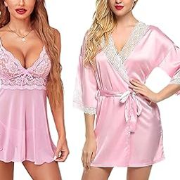 Special Combo II Women's Satin Solid Midi Babydoll with G-String Panty-image-87