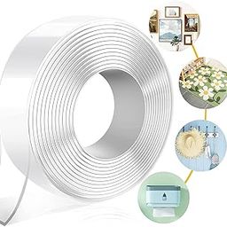 Amillee Double Sided Reusable Carpet Tape | Strong Adhesive Rug Gripper | Removable & No Residue | Transparent 2mm Fixing Tape for Home Floor, Area Rugs, Car Mats | Pack of 1-14