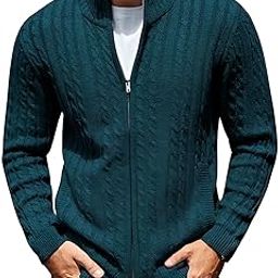Men's Cotton Full Sleeve High Neck Full Zipper Sweater for Men, Cable Knitted Cardigan for Men-image-71