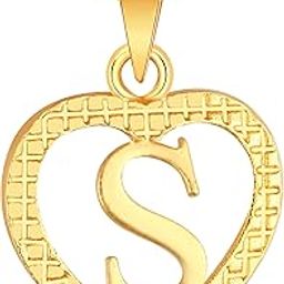 Stylish Jewellery 'S' Letter Heart Pendants for Girls Women Men Unisex Locket Alphabet Pendant with Chain in Crystal Jewellery Set for Women Gold plated Pendant-image-62
