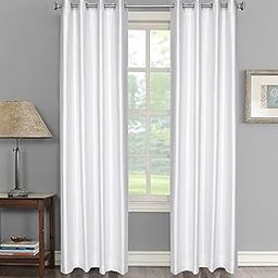Faux Texture Plain Curtains for Door with Eyelets | Room Darkening Curtains for Living Room | White Curtains 7 Feet Set of 2 Panels-image-86