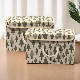 Kuber Industries Set of 2 Foldable Organisers for Clothes - Large Closet Organizer for Toys, Books, Blankets, Space Saver Utility Box. Cream-10