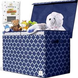 DaWikity Kids 25 x Foldable Toy Chest for Nursery, Bedroom, Living Room and Playroom, Toy Box with Lid, Hook Closure, Spacious Compartment-image-63
