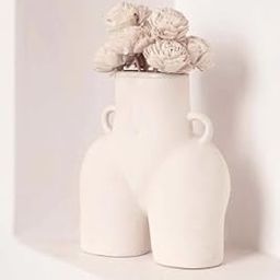 Advance Home DCOR 8" Inch Ceramic Antique Lady Minimalist Vase for Dinning Table| Vases for Home Dcor, Living Room Flower Vase, Home Dcor Vase (White)-image-0