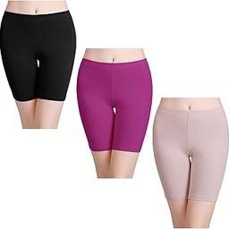 Women's Cotton Underwear Boy Shorts Under Dresses Long Leg Panties Anti Chafe Bloomers 3 Pack Multicolored,Size 8-picture-23