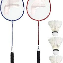 FEROC Fighter Aluminum Badminton Racquet Set of 2 with- 3 Pieces Feather SHUTTLES Badminton kit, Red-8