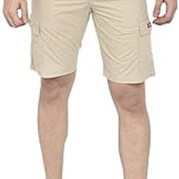 Mens Beige Fixed Waist Cargo Shorts with Belt.-picture-21