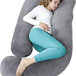 60 Inch Pregnancy Pillow for Sleeping, Extra Large U Shaped Body Pillow, Maternity Pillow for Pregnant Women with Velvet Cover (Dark Grey)-image-13